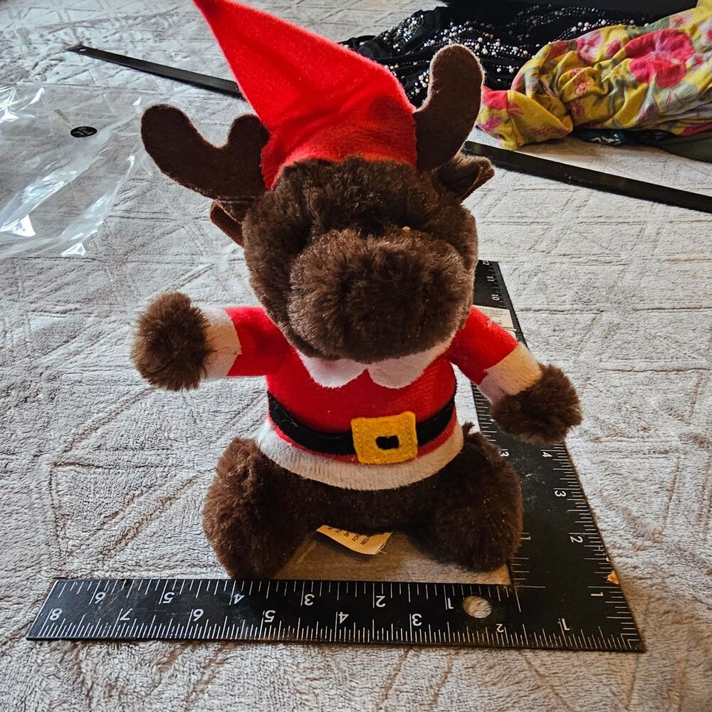 Moose in a Santa Suit 6" Plush Stuffed Animal